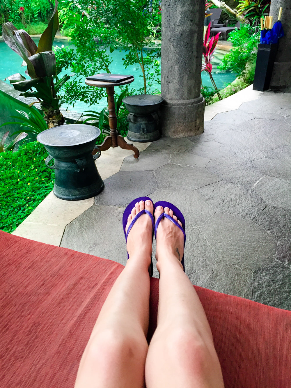  After an amazing foot massage at Rahda Spa. Dwaraka, the Royal Villas, Ubud, Bali, Indonesia.
