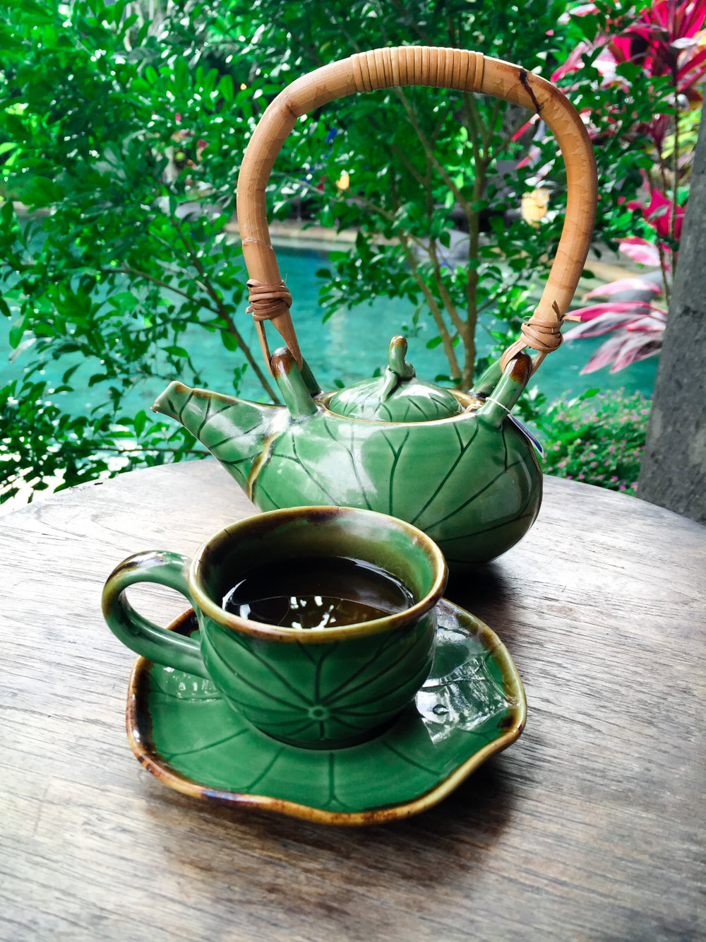 Complimentary tea at Radha Spa. Dwaraka, the Royal Villas, Ubud, Bali, Indonesia.