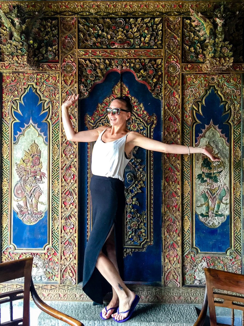 The opulent doorway featured in the Lobby. Dwaraka, the Royal Villas, Ubud, Bali, Indonesia.