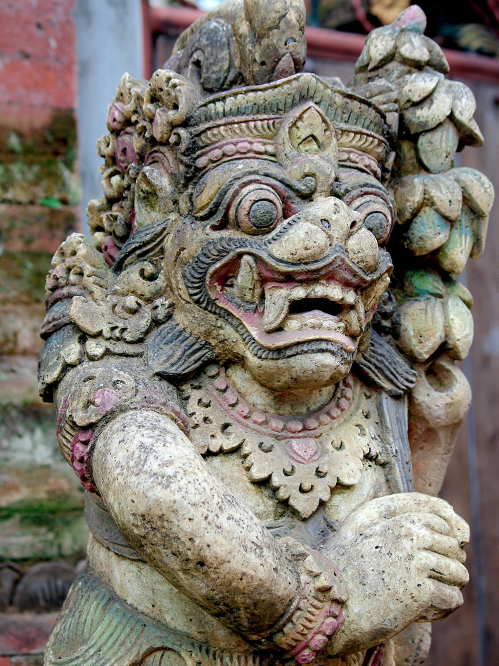 One of many Balinese stone statues found around the property. Dwaraka, the Royal Villas, Ubud, Bali, Indonesia.