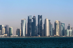 Qatar Airways free Doha city tour - Postcard photo of Qatar, View of city from Dhow Harbour