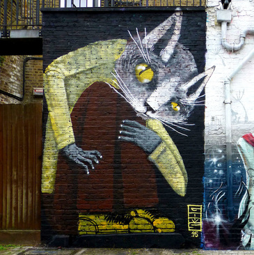 Cat by Goms, Hawley Mews, Camden Town - Camden Town Street Art, London England - Tily Travels.