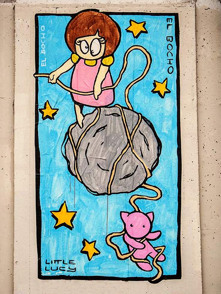 Street Art in Berlin, El Bocho - Little Lucy, lost in space.
