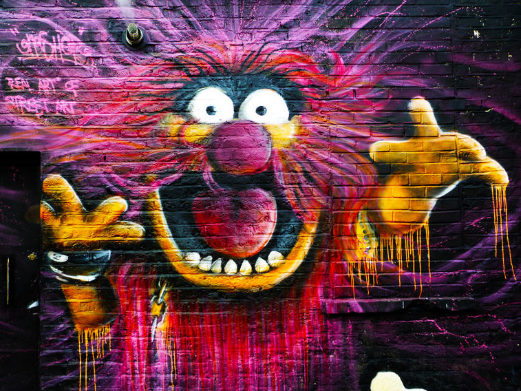 Animal (muppet) by Gnasher, Hawley Mews, Camden Town - Camden Town Street Art, London England - Tily Travels.