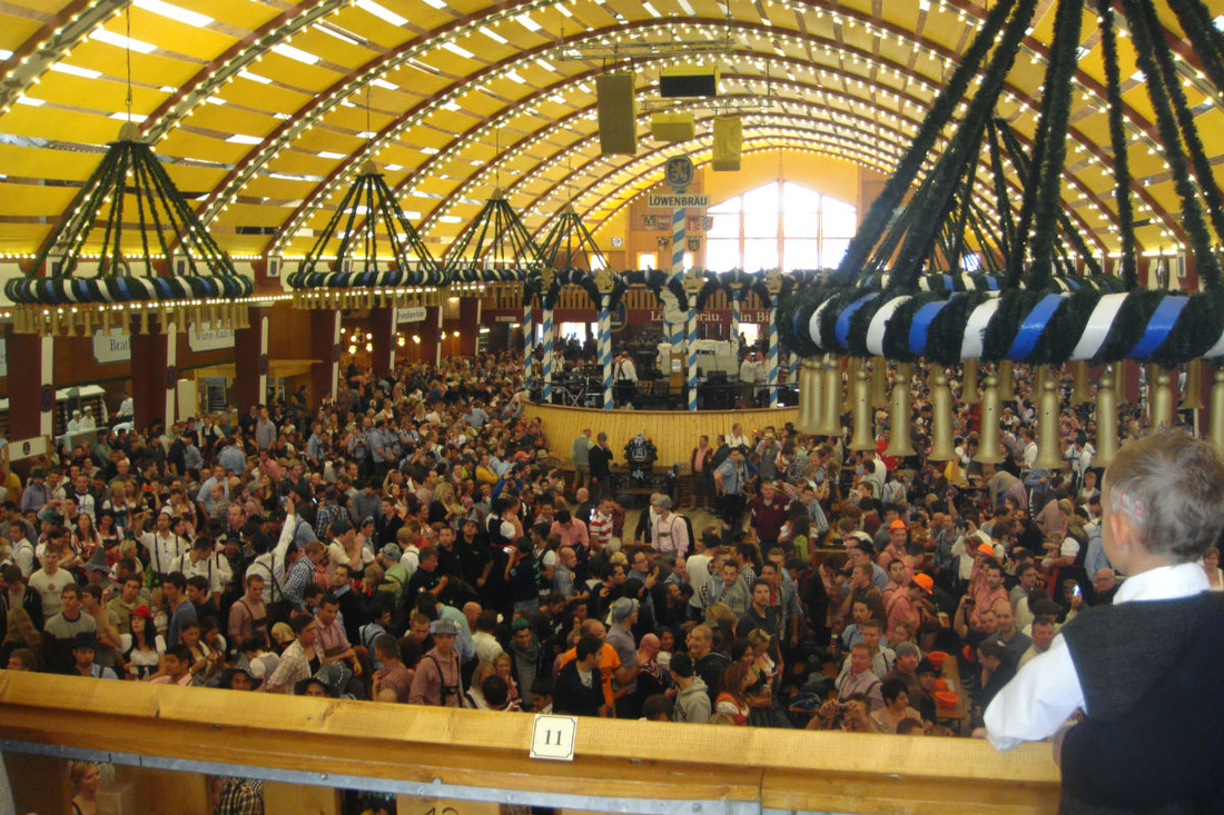 Oktoberfest Munich Photo Diary - Crowds of people inside the Lowenbrau tent.