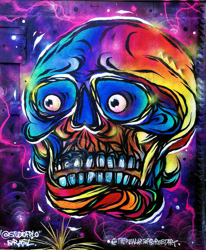 Camden Town Skull by FPLO, Hawley Crescent, Camden Town - Camden Town Street Art, London England - Tily Travels.