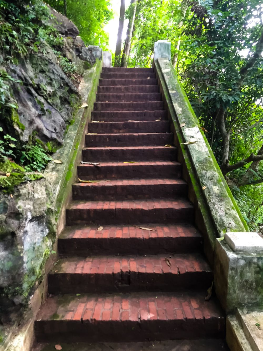 The stairs leading up to the summit of Mount Phousi (Sisavangvong Road entry). Luang Prabang, Laos.
