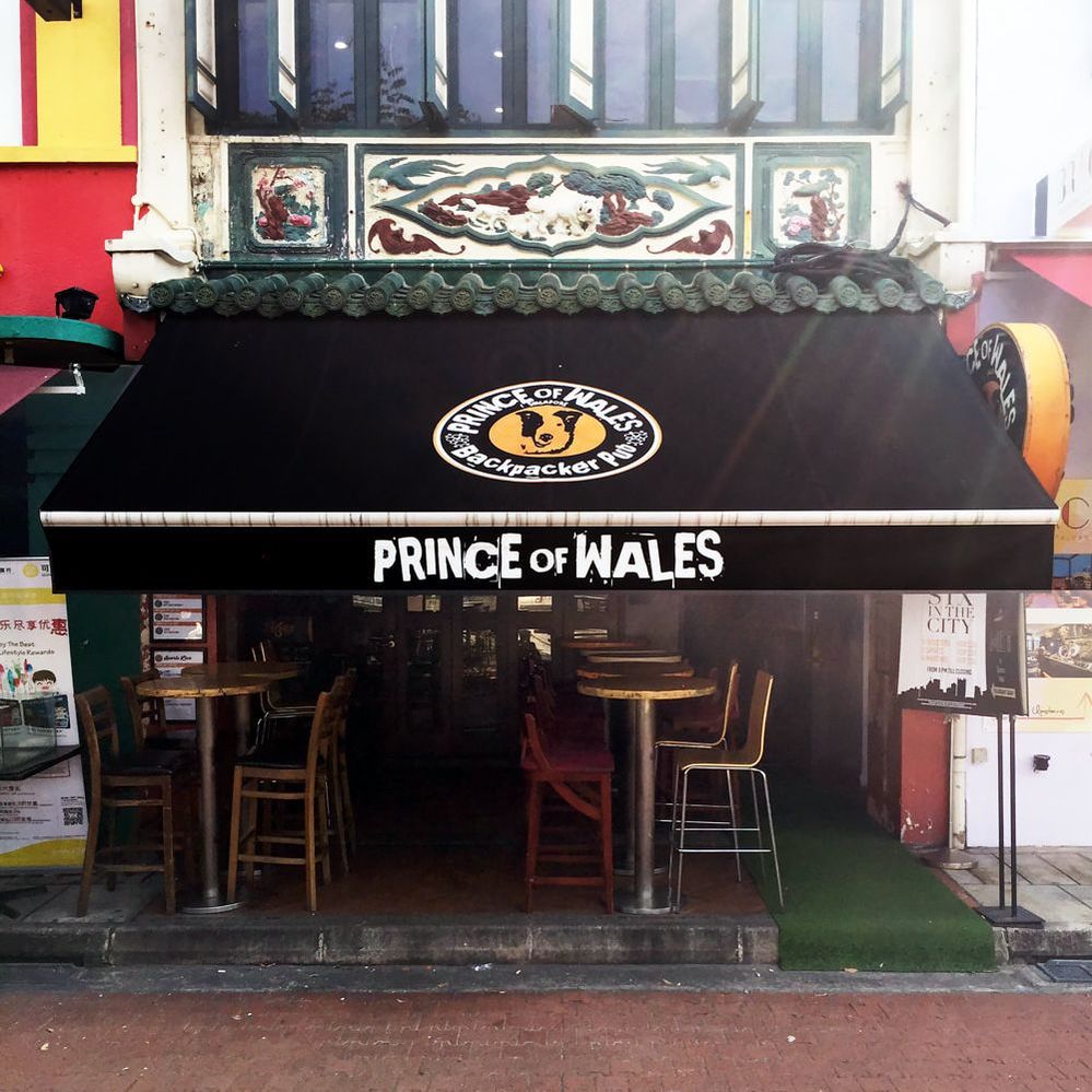 Exterior of the Prince of Wales Backpacker Pub, Boat Quay, Singapore