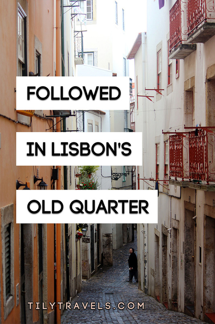 The narrow back streets of the Alfama district - Followed in Lisbon's Old Quarter - www.tilytravels.com