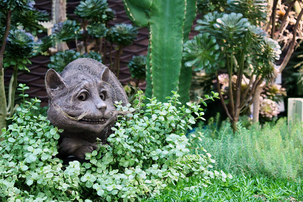 The Cheshire Cat from Alice in Wonderland at the Flower Dome, Gardens by the Bay, Singapore