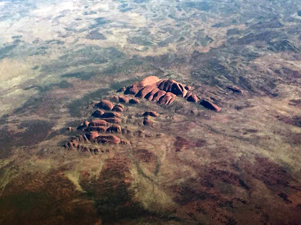 Aerial view of Kata Tjuṯa (The Olgas) - Uluru-Kata Tjuta National Park, Northern Territory, Australia - Jetstar Melbourne to Singapore Flight JQ 007.