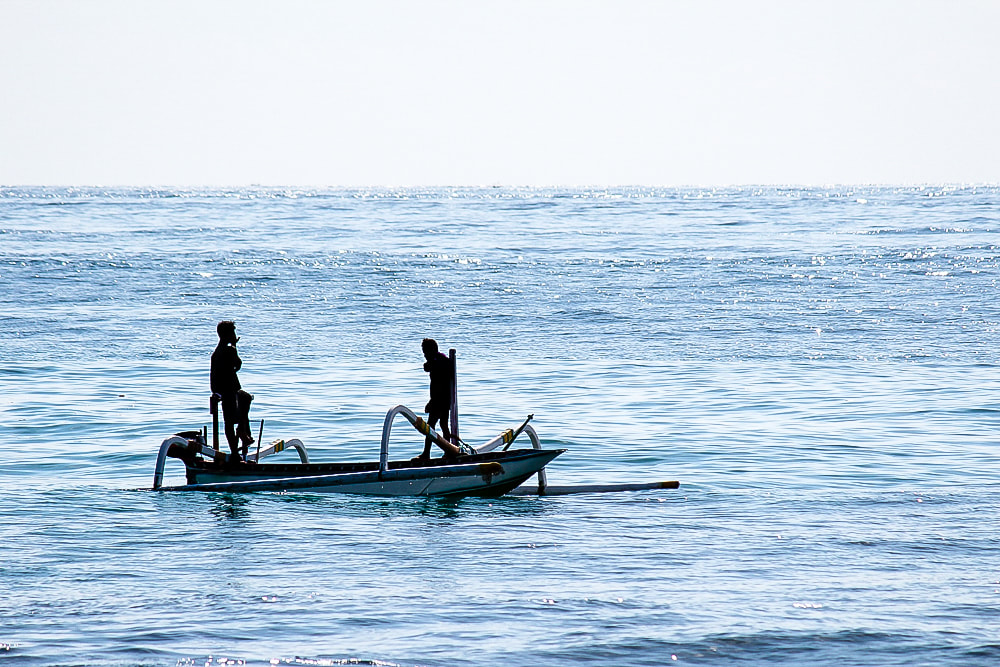 Lombok: Fishermen at Senggigi Beach - Photo Diary, Indonesia.