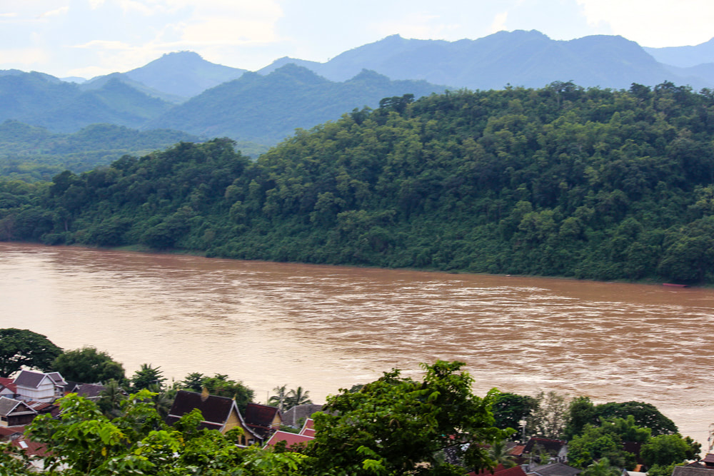 The view of the Mekong from the summit of Mount Phousi. Luang Prabang, Laos.