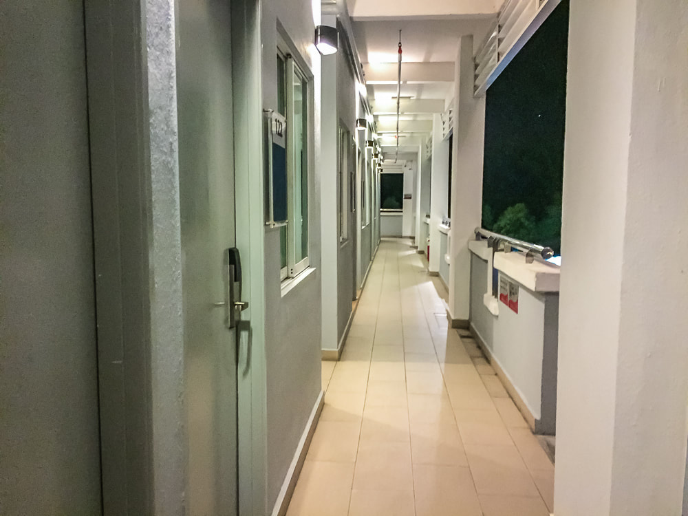 1st floor external hallway at Tune Hotel KLIA Aeropolis, Sepang, Malaysia.