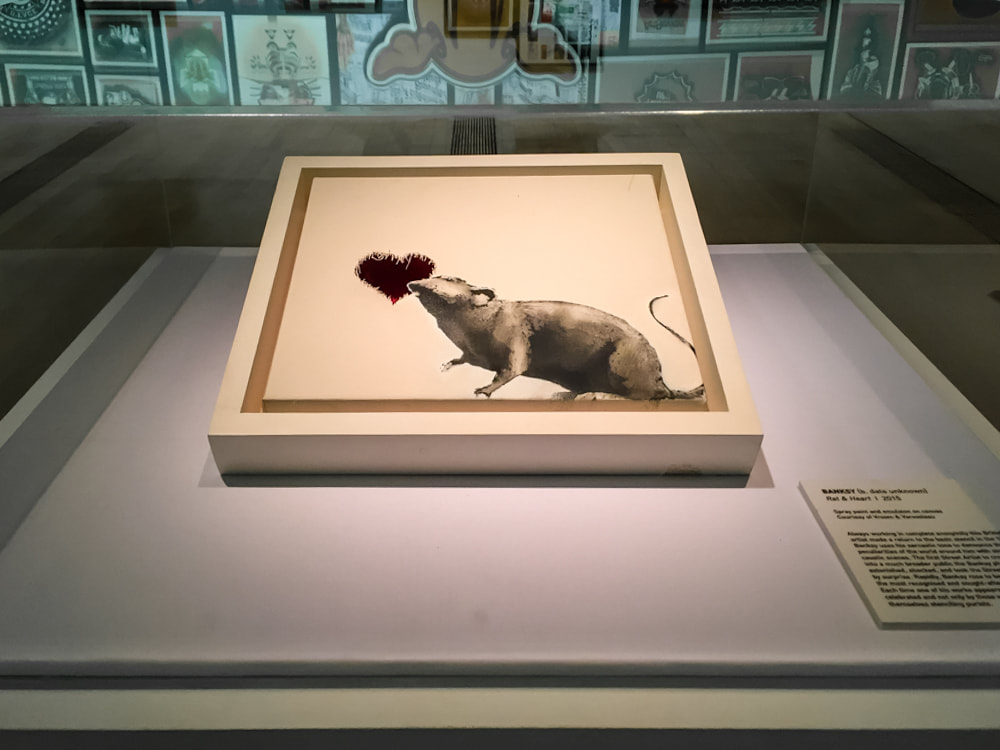 Singapore: Art From The Streets Exhibition at the ArtScience Museum - Rat and Heart - Banksy - 2015.