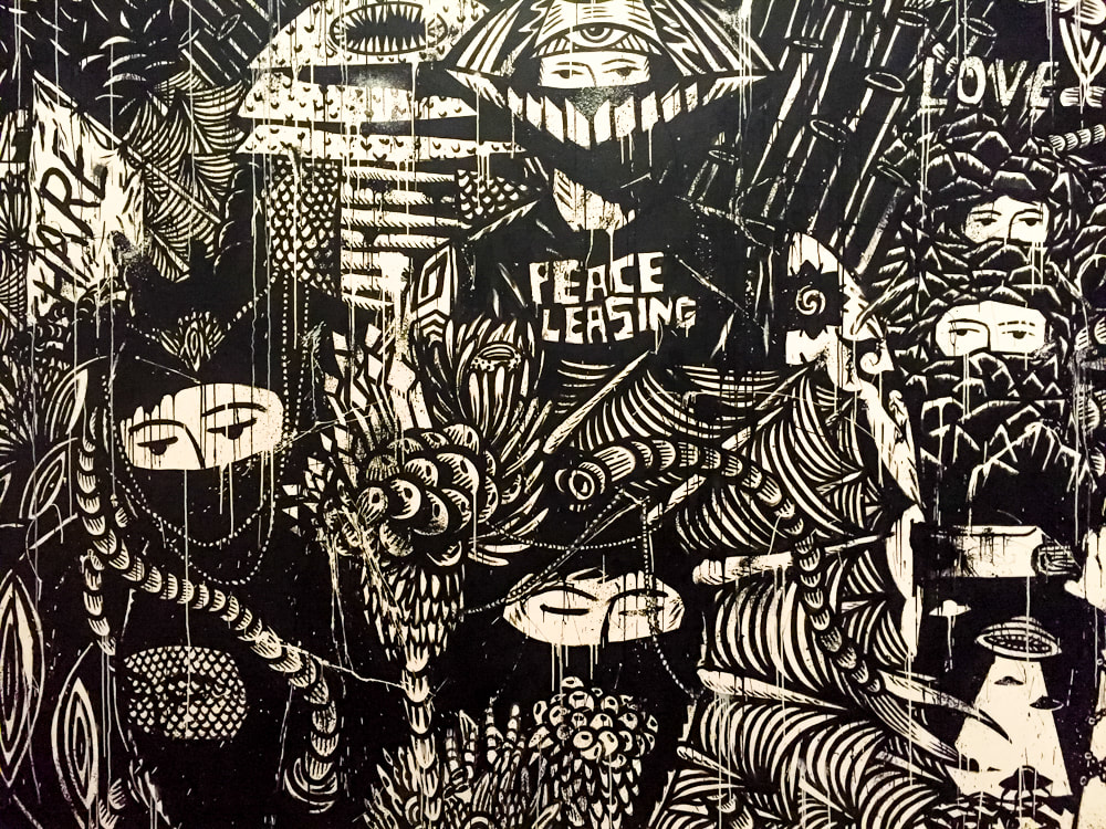 Singapore: Art From The Streets Exhibition at the ArtScience Museum - Detail of Garden Full of Blooming Democracy - Eko Nugroho - 2018.