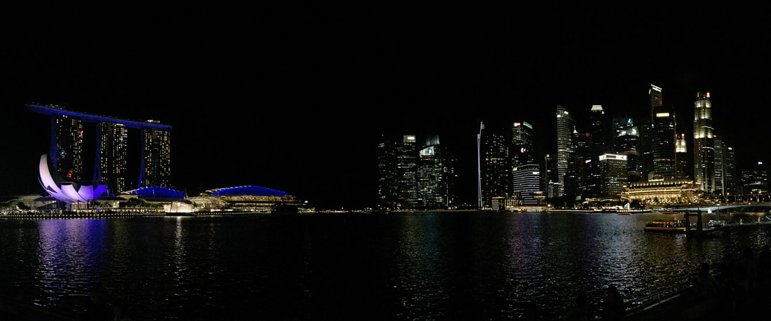 The scenic Singapore City skyline at night. 