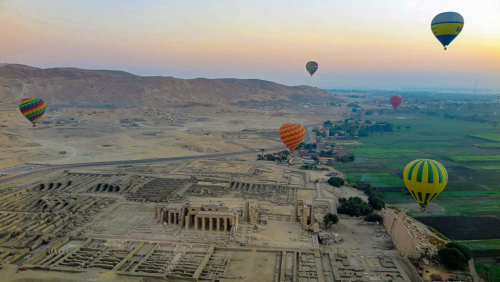 10 of the Best Places in the World to go Hot Air Ballooning: Ramesseum, Luxor, Egypt.