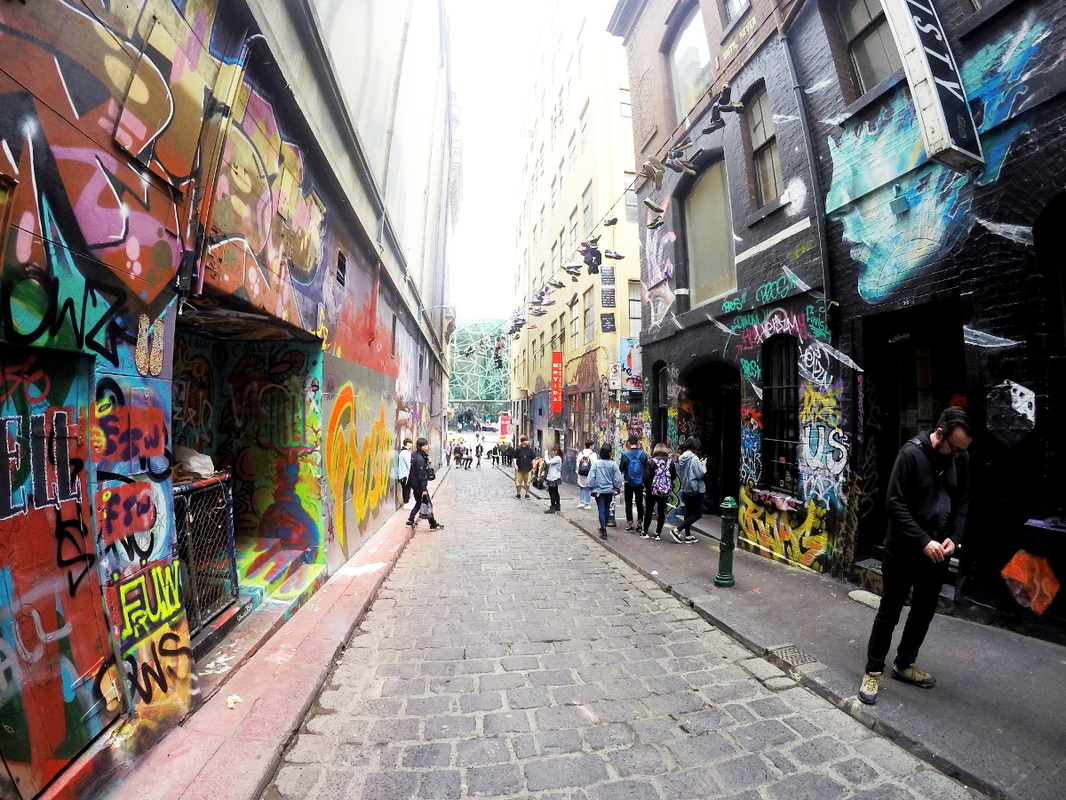 Hosier Lane Street Art, Melbourne, Australia, September 2015 - A view of Hosier Lane.