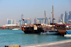 Qatar Airways free Doha city tour - Image of boats in Dhow Harbour.