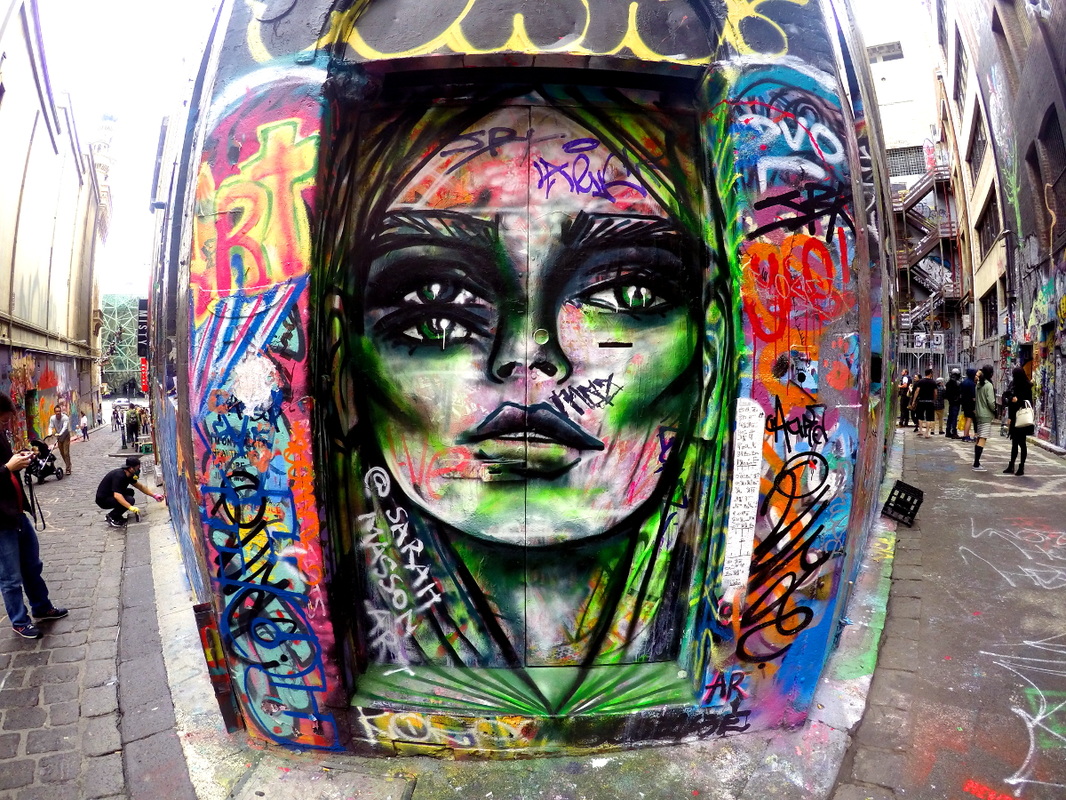 Hosier Lane Street Art, Melbourne, Australia, September 2015 - Piece by Sarah Masson.