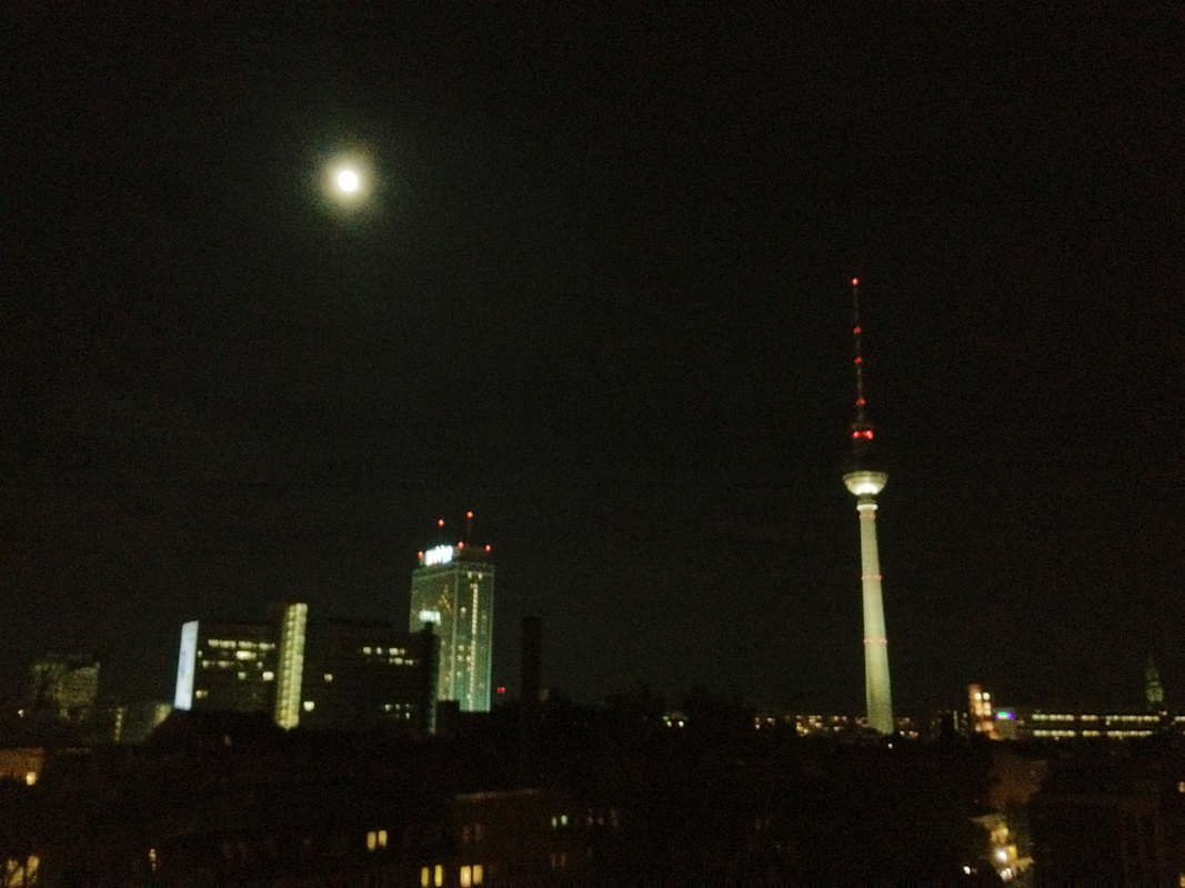 Wombat's City Hostel Berlin - View of Berlin at night from the terrace.