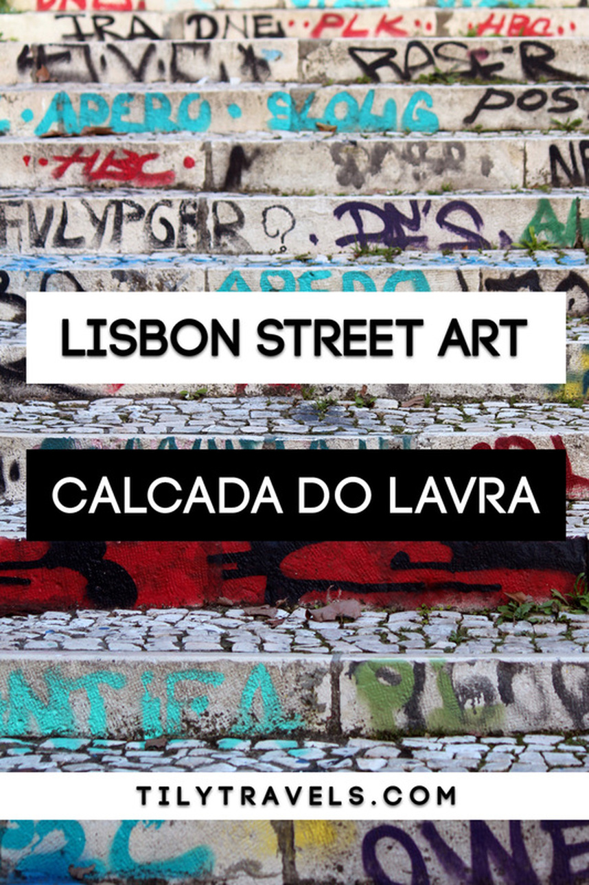 Graffiti covered stairs on Calcada do Lavra, Lisbon, Portugal - Calçada do Lavra street art - www.tilytravels.com