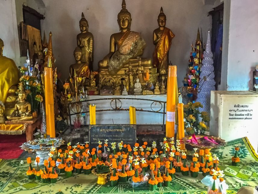 Inside Wat Chom Si. Mount Phousi. Luang Prabang, Laos.
