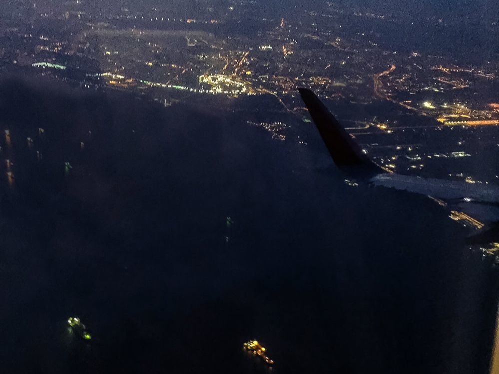 Looking out the window, flying into Kuala Lumpur International Airport (KLIA2) on AirAsia Flight 716.