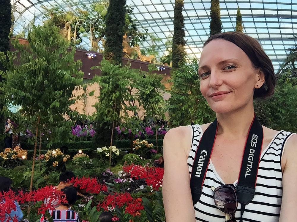 Selfie inside the Flower Dome at Gardens by the Bay, Singapore.