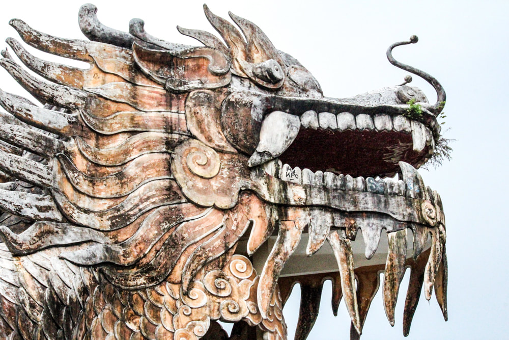 Close up detail of the dragon's head // Hue: Ho Thuy Tien, Photos of Vietnam's Abandoned Water Park.