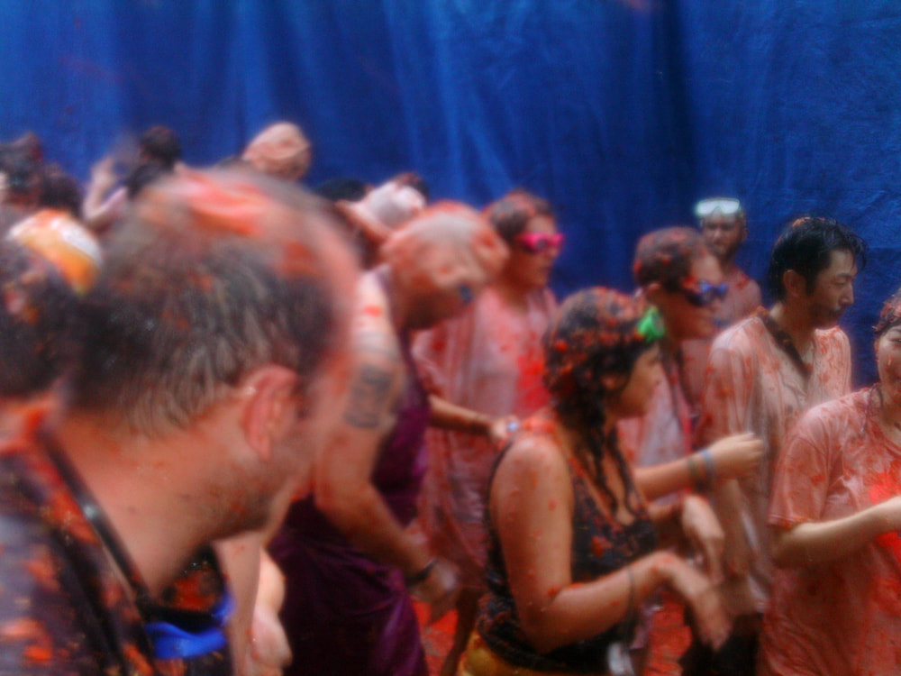 Covered in tomatoes at La Tomatina 2013