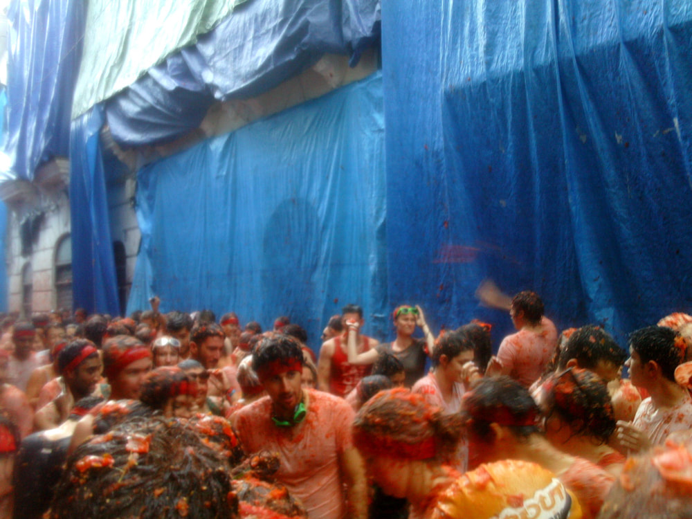 During the battle at La Tomatina 2013