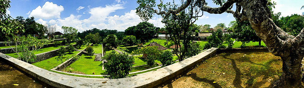 Panorama of the tiered gardens - Taman Narmada (Narmada Park), Mataram, Lombok, Indonesia.