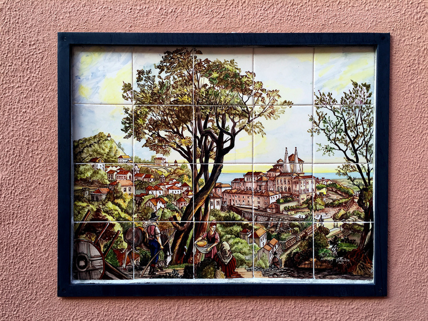 Mosaic depicting Sintra in earlier days - Urban Art in the Historic Centre of in the 19th century, Portugal - www.tilytravels.com