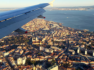 Landing in Lisbon. Portugal.