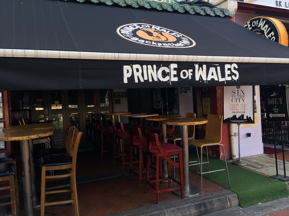 Exterior of the Prince of Wales Backpacker Pub, Boat Quay, Singapore