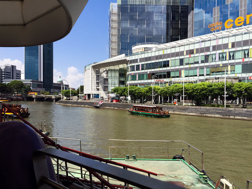 My view of the Singapore River at Clarke Quay while seated for lunch.
